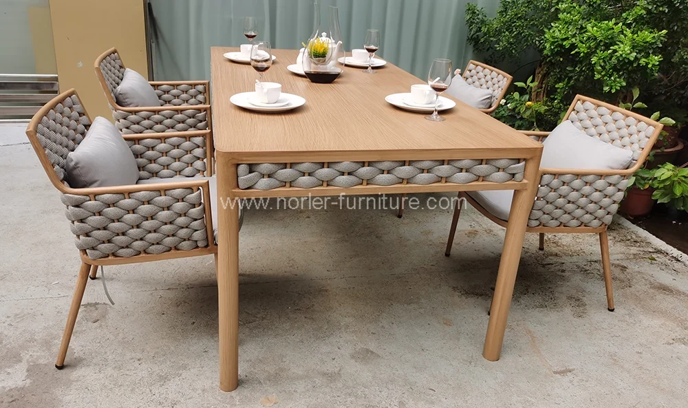 Outdoor Aluminum Rope Weaving Dining Set