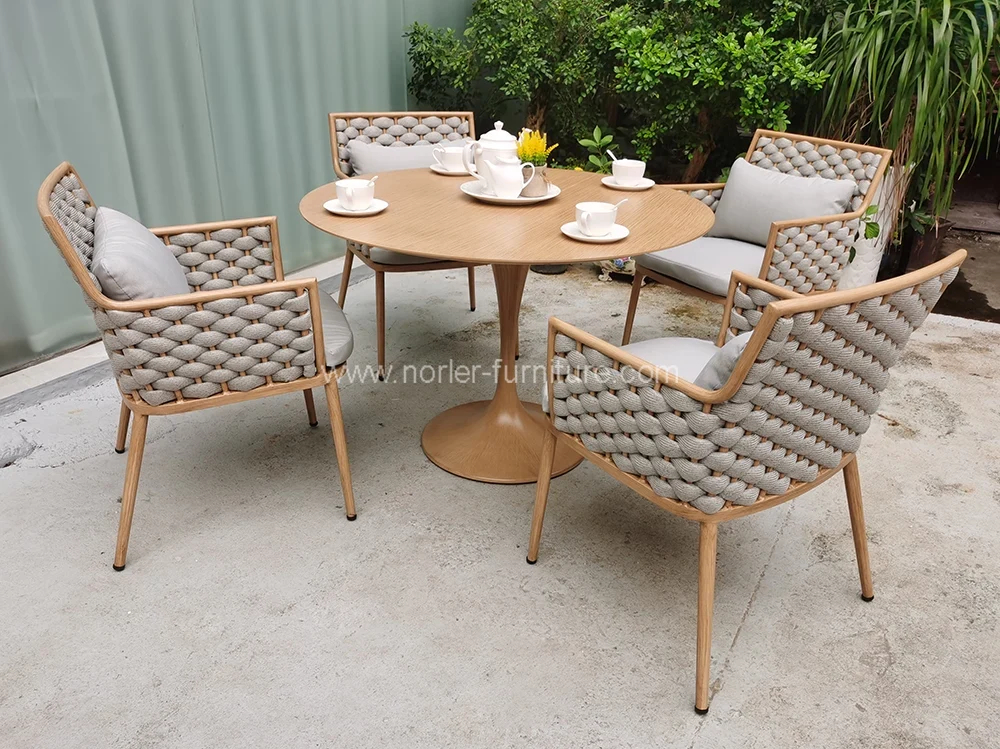 Outdoor Aluminum Rope Weaving Dining Set