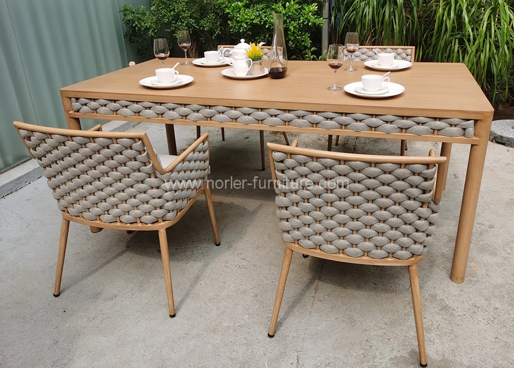 Outdoor Aluminum Rope Weaving Dining Set