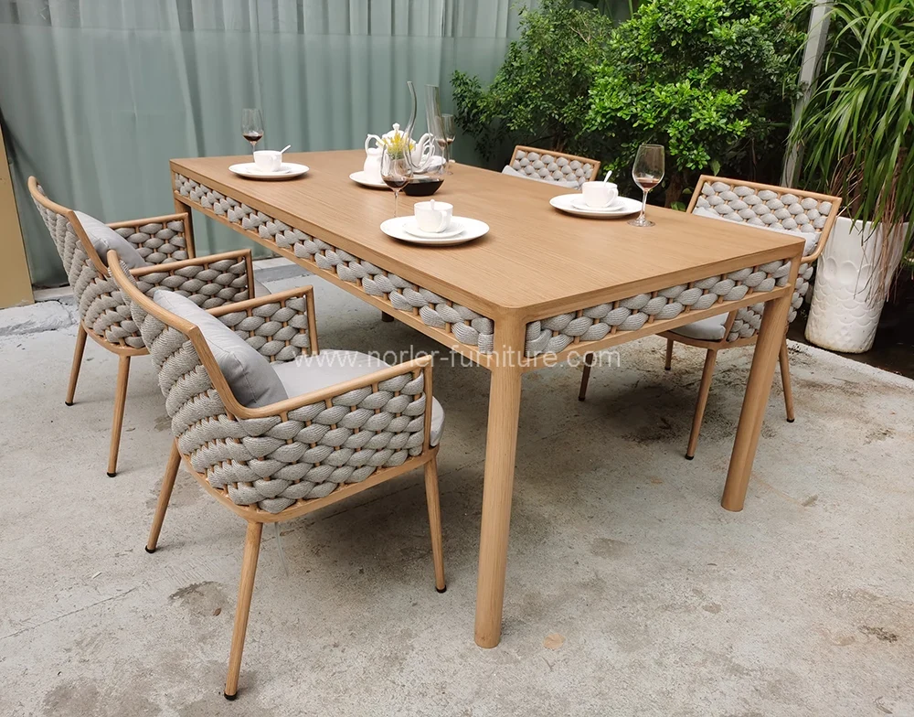 Outdoor Aluminum Rope Weaving Dining Set
