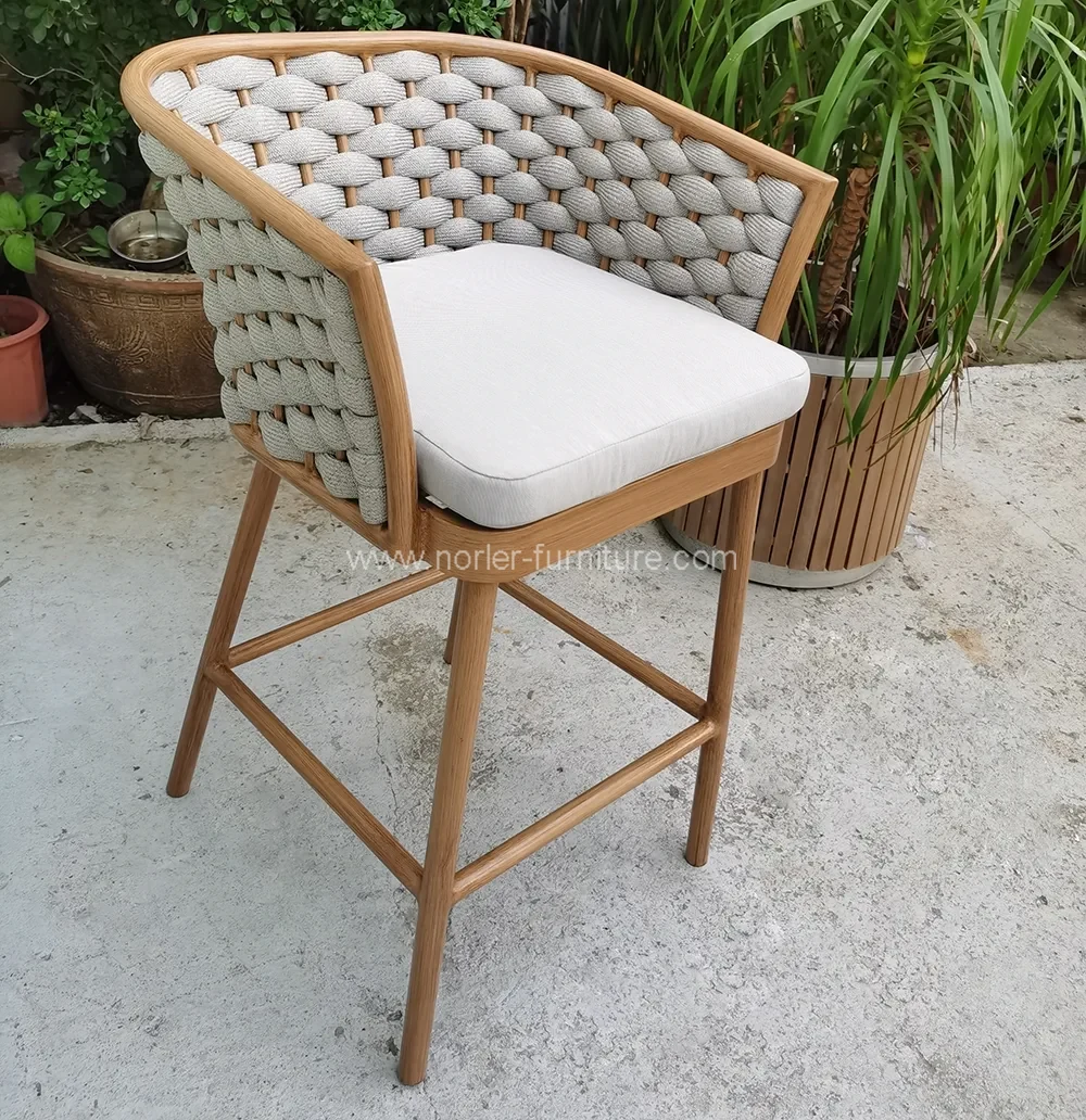 Outdoor Beach Aluminum Brushed Wood Grain Bar Set