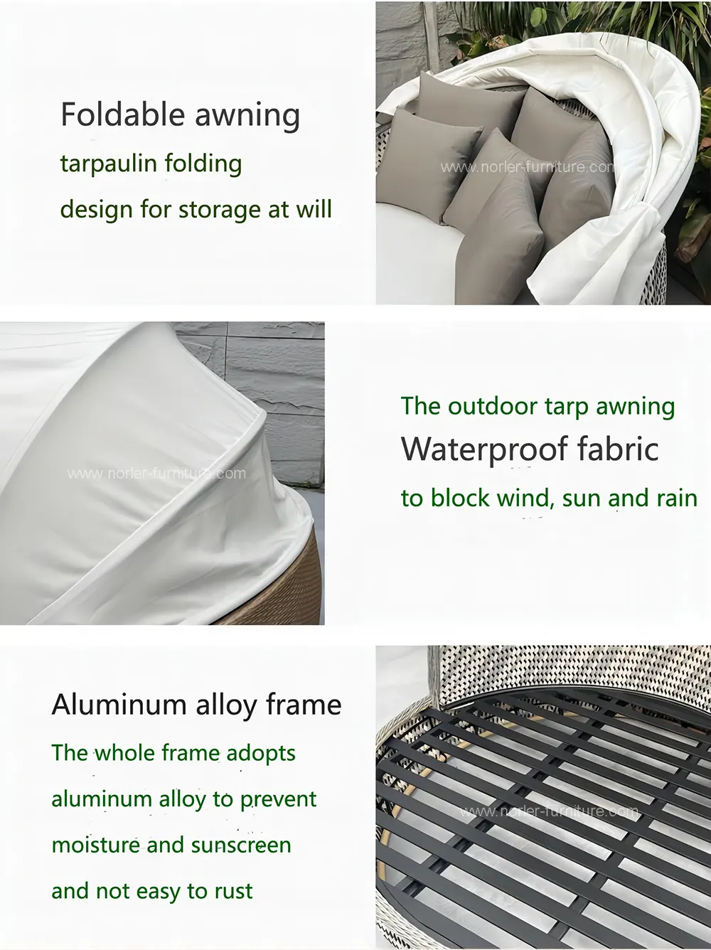 High Quality Outdoor Foldable Sunshade Awning Sun Bed